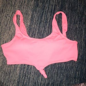 Bright pink tied bikini top